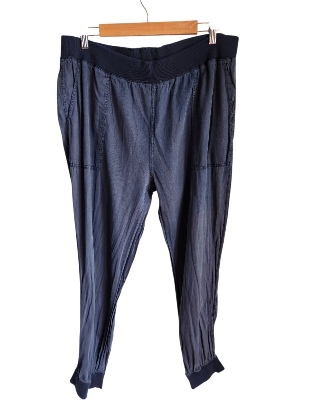 Faherty Pants XL Blue Women's Arlie Day Pant Cotton Linen Blend Jogger Pockets